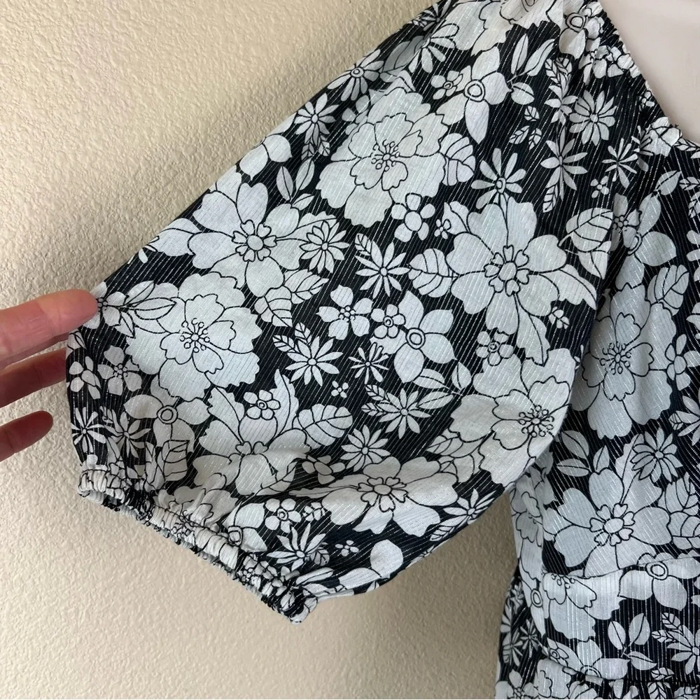 Gap Puff Sleeve Metallic Floral Midi Dress - Picture 7 of 12
